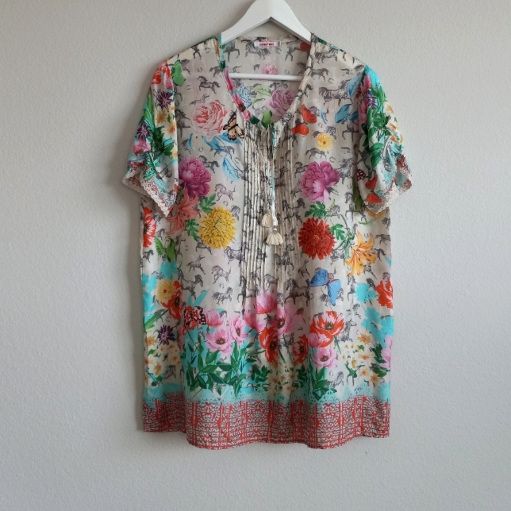 Johnny Was Lace Garden Mai Silk Tunic S - Picture 6 of 16